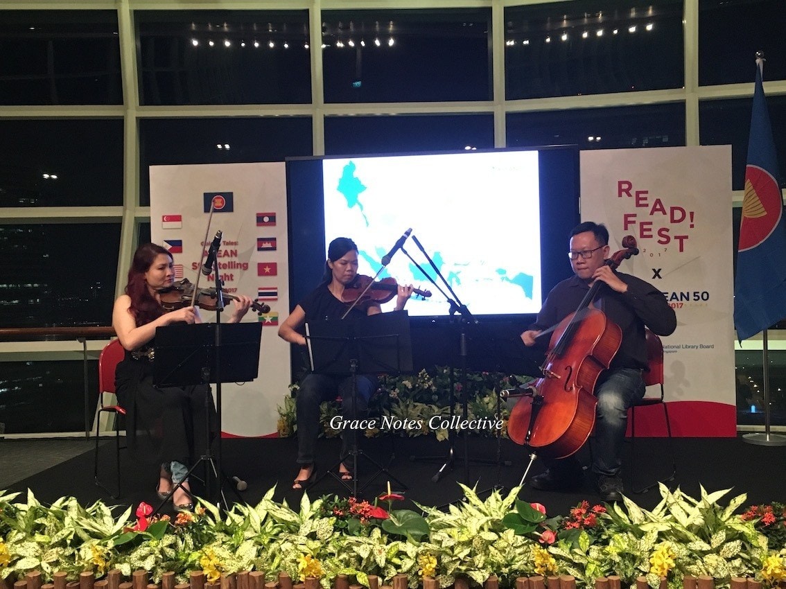 String trio performing at the NLB ASEAN Story Telling Night